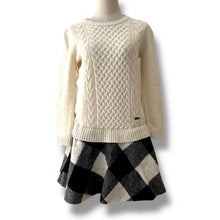 Load image into Gallery viewer, Rare Ivory Cable Knit + Buffalo Check Wool Skirt Combo
