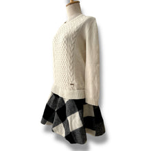 Load image into Gallery viewer, Rare Ivory Cable Knit + Buffalo Check Wool Skirt Combo
