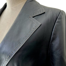 Load image into Gallery viewer, Vintage Balmain Paris Black Leather Blazer with Topstitch Detail
