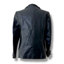 Load image into Gallery viewer, Vintage Balmain Paris Black Leather Blazer with Topstitch Detail

