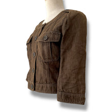 Load image into Gallery viewer, Burberry London Cropped Denim Jacket in Chocolate Brown, c. Early 2000s
