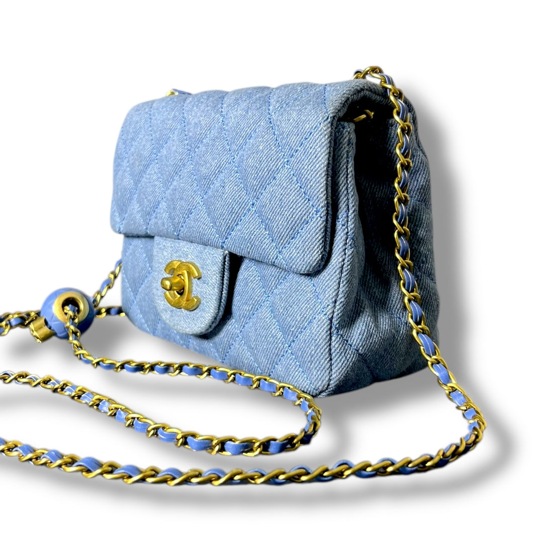 Blue Quilted Crossbody – Chanel Inspired (Not Authentic)