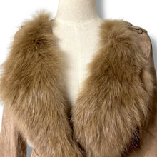 Load image into Gallery viewer, Vero Moda Real Suede Coat with Real Fur Collar and Iridescent Snakeskin Shimmer
