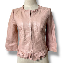 Load image into Gallery viewer, Vero Moda Blush Leather Jacket with Eyelet Ruffle Trim – New with Tags
