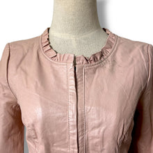 Load image into Gallery viewer, Vero Moda Blush Leather Jacket with Eyelet Ruffle Trim – New with Tags
