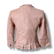 Load image into Gallery viewer, Vero Moda Blush Leather Jacket with Eyelet Ruffle Trim – New with Tags
