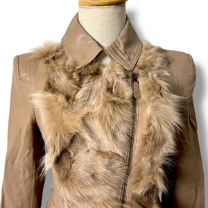 Tan Leather Jacket with Real Fur Trim – Vero Moda Classic