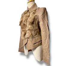 Load image into Gallery viewer, Tan Leather Jacket with Real Fur Trim – Vero Moda Classic
