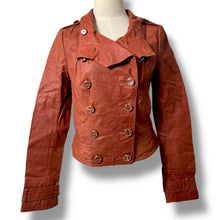 Load image into Gallery viewer, Rust Vero Moda Double-Breasted Leather Jacket
