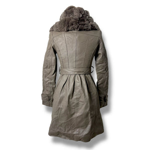 Vero Moda Classic Real Leather Trench with Fur Collar