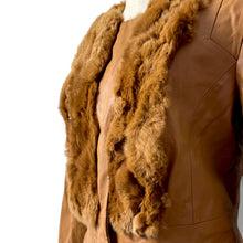 Load image into Gallery viewer, Vero Moda Tan Leather Coat with Real Fur Trim – New with Tags
