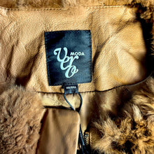 Load image into Gallery viewer, Vero Moda Tan Leather Coat with Real Fur Trim – New with Tags
