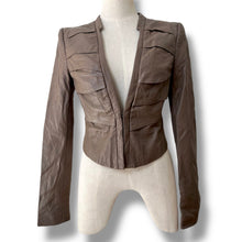 Load image into Gallery viewer, Vintage Vero Moda Sculpted Leather Jacket — Chocolate Brown
