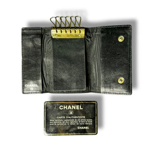 Vintage Chanel Black Caviar Leather Key Holder – 90s Era