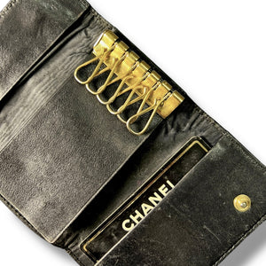 Vintage Chanel Black Caviar Leather Key Holder – 90s Era