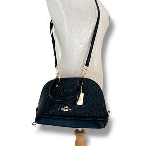 Coach Mini Sierra Satchel in Black Signature Patent Leather