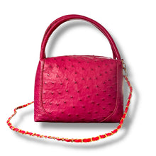 Load image into Gallery viewer, Vintage Ostrich Top-Handle Bag – Rich Fuchsia Pink
