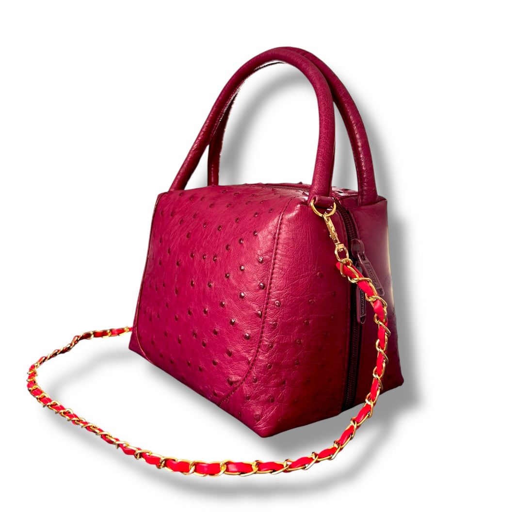 Vintage Ostrich Top-Handle Bag – Rich Fuchsia Pink