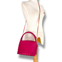 Load image into Gallery viewer, Vintage Ostrich Top-Handle Bag – Rich Fuchsia Pink
