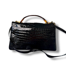 Load image into Gallery viewer, Vintage High-Gloss Croc-Embossed Top Handle Bag with Lucite Details
