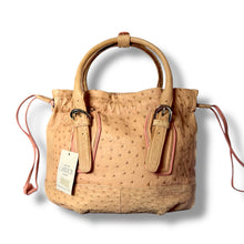 Load image into Gallery viewer, Vintage Blush Ostrich Drawstring Tote
