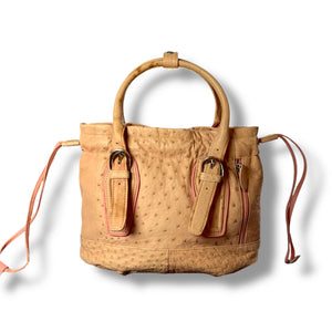 Vintage Blush Ostrich Drawstring Tote