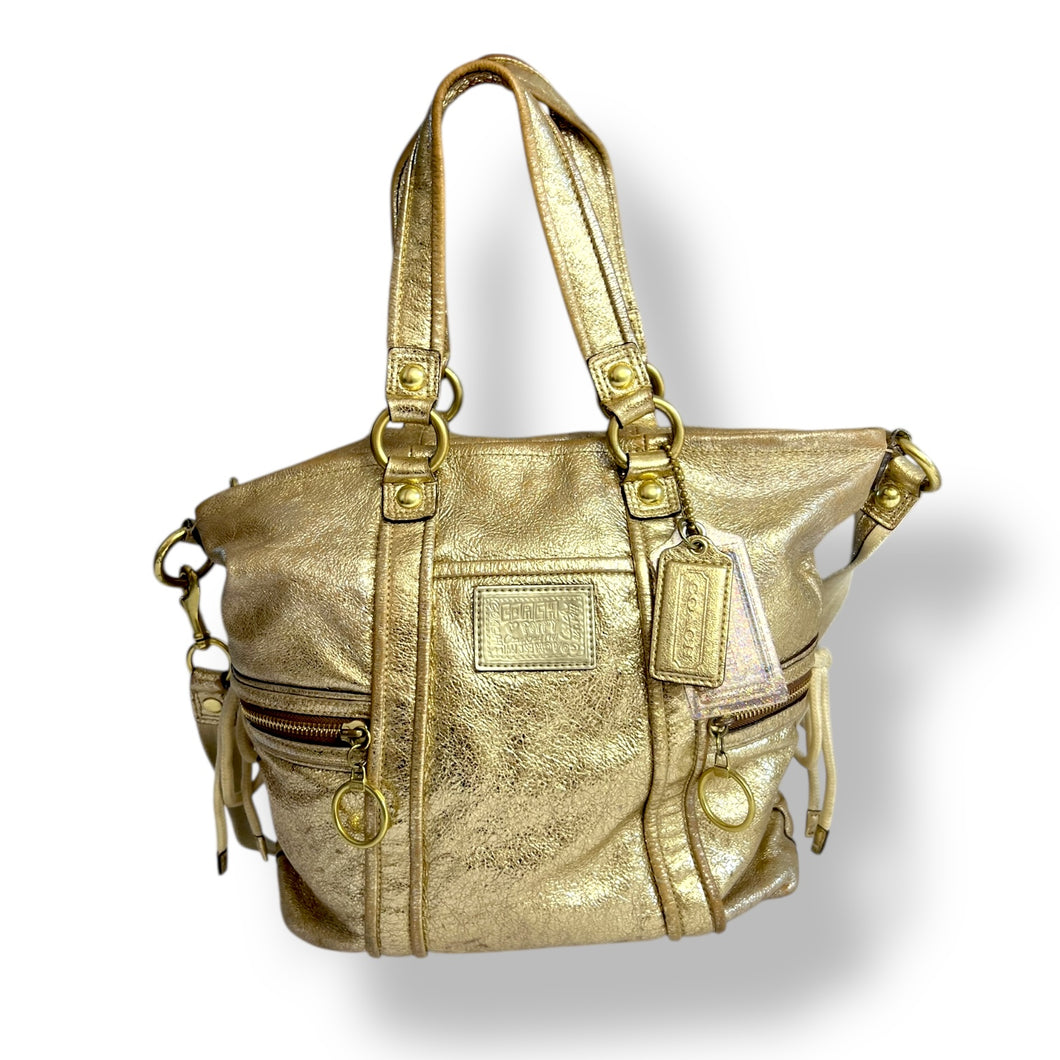 Coach Poppy Metallic Gold Leather Satchel (c. 2000s–2010s)