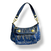 Load image into Gallery viewer, Coach Poppy Graffiti Glam Shoulder Bag in Metallic Blue (c. 2000s–2010s)
