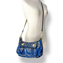 Load image into Gallery viewer, Coach Poppy Graffiti Glam Shoulder Bag in Metallic Blue (c. 2000s–2010s)
