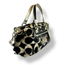 Load image into Gallery viewer, Coach Signature Metallic Satchel – Black &amp; Gold (2000–2010 Era)
