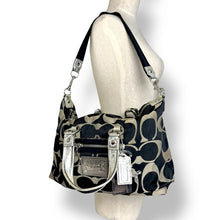 Load image into Gallery viewer, Coach Signature Metallic Satchel – Black &amp; Gold (2000–2010 Era)
