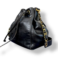 Load image into Gallery viewer, Chanel Black Lambskin Drawstring Bucket Bag, 1994–1996 (Serial 3514768)
