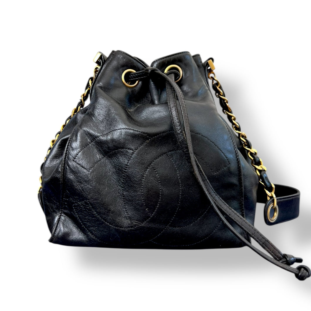 Chanel Black Lambskin Drawstring Bucket Bag, 1994–1996 (Serial 3514768)
