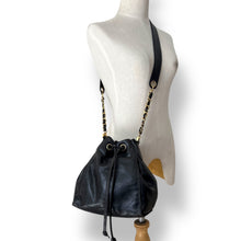 Load image into Gallery viewer, Chanel Black Lambskin Drawstring Bucket Bag, 1994–1996 (Serial 3514768)
