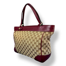 Load image into Gallery viewer, Gucci Mayfair GG Canvas and Burgundy Leather Tote
