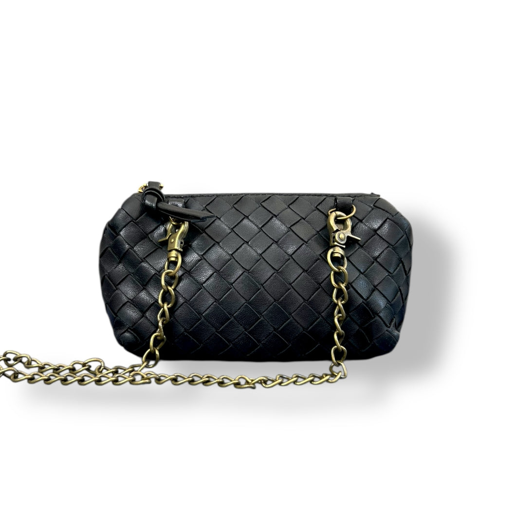 Bottega Veneta Black Intrecciato Leather Chain Mini Bag