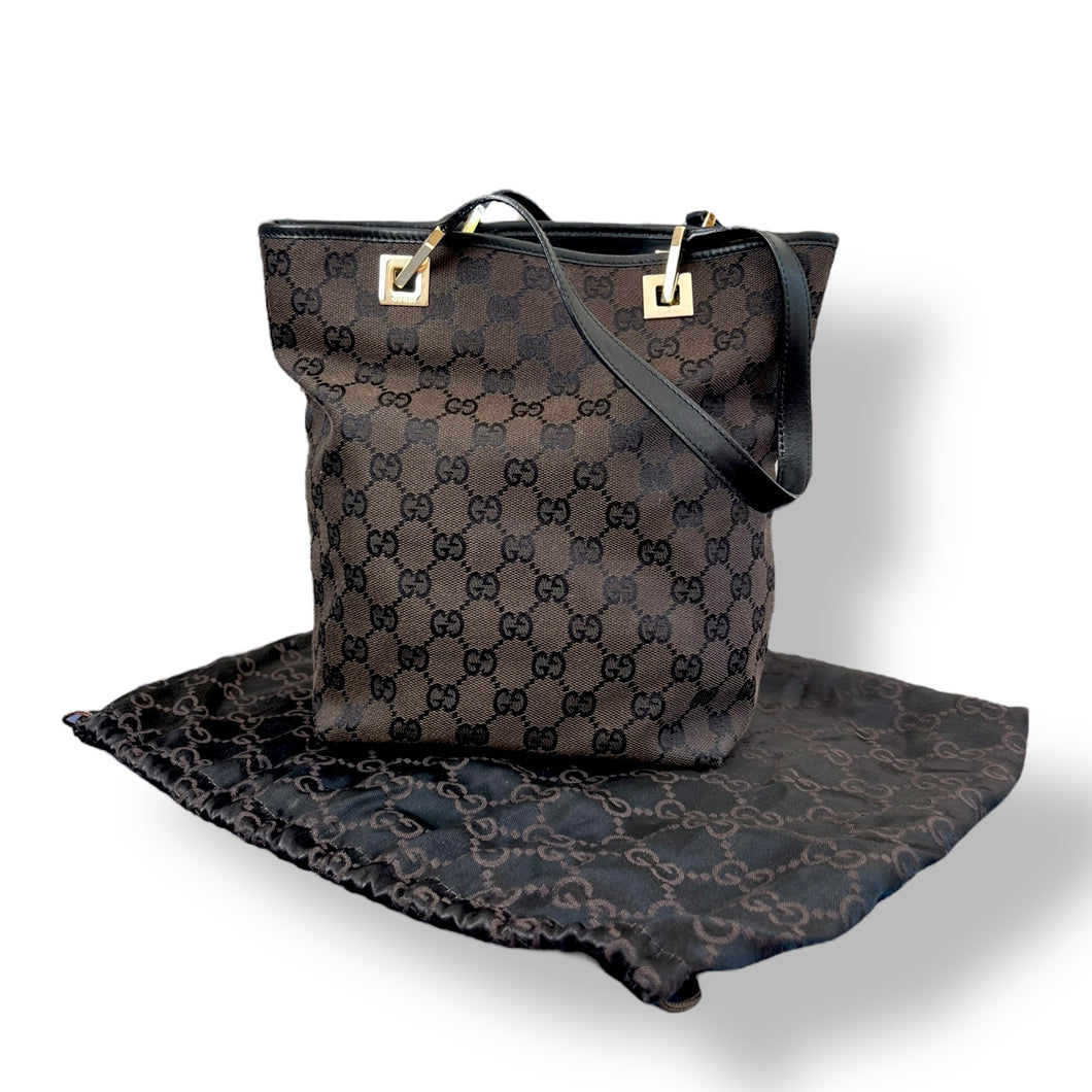 Gucci GG Monogram Canvas & Leather Tote Bag