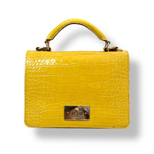 Load image into Gallery viewer, Kate Spade Yellow Croc-Embossed Top Handle Bag
