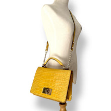 Load image into Gallery viewer, Kate Spade Yellow Croc-Embossed Top Handle Bag
