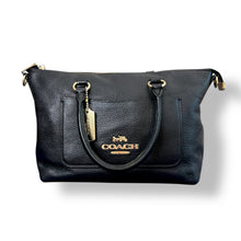 Load image into Gallery viewer, Coach Black Pebbled Leather Satchel with Gold Hardware
