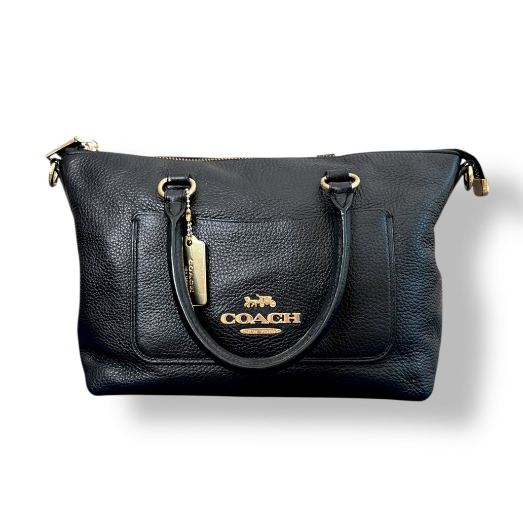 Coach Black Pebbled Leather Satchel with Gold Hardware