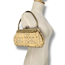 Load image into Gallery viewer, Coach Gold Signature Jacquard Kiss-Lock Shoulder Bag
