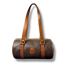 Load image into Gallery viewer, Vintage Céline Macadam Canvas Barrel Bag with Tan Leather Trim
