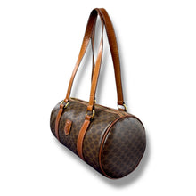 Load image into Gallery viewer, Vintage Céline Macadam Canvas Barrel Bag with Tan Leather Trim
