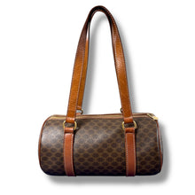 Load image into Gallery viewer, Vintage Céline Macadam Canvas Barrel Bag with Tan Leather Trim
