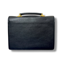 Load image into Gallery viewer, 90's Gianni Versace Black Leather Medusa Briefcase with Gold Hardware
