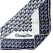 Load image into Gallery viewer, Christian Dior Monogram Silk Scarf, Navy on Ivory – Made in Italy
