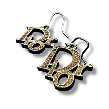 Load image into Gallery viewer, Christian Dior Pink Crystal Logo Drop Earrings, c. Early 2000s
