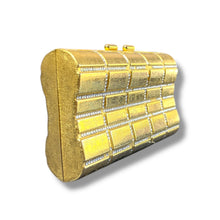 Load image into Gallery viewer, Vintage Scheilan Firenze Gold-Tone Metal Evening Clutch with Rhinestone Detail – Made in Italy, c.1970s–1980s
