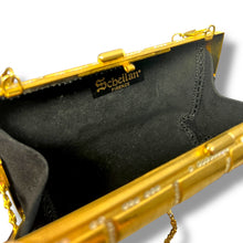 Load image into Gallery viewer, Vintage Scheilan Firenze Gold-Tone Metal Evening Clutch with Rhinestone Detail – Made in Italy, c.1970s–1980s
